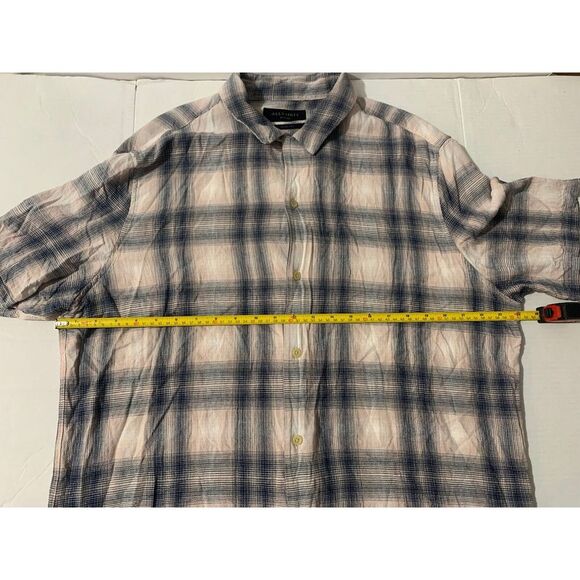 AllSaints Tampa SS Flannel Shirt Plaid Long Sleeve Pink Black Size XL Linen - Picture 6 of 9